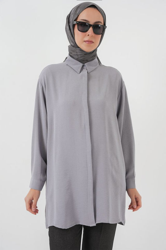 Uzun Gömlek Tunik 5945 - Gri