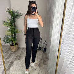 Kadın üste Oturan Paçası Bilek üzerinde Biten Krep Kumaş Pantolon 36 (S) - 50 (5XL)