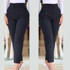 Kadın üste Oturan Paçası Bilek üzerinde Biten Krep Kumaş Pantolon 36 (S) - 50 (5XL)