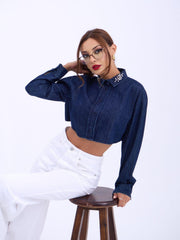 6603 KOT BLUZ-MAVİ