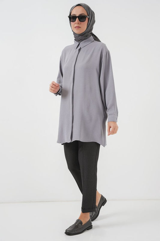 Uzun Gömlek Tunik 5945 - Gri