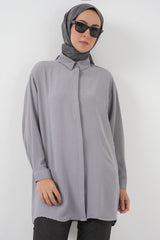 Uzun Gömlek Tunik 5945 - Gri