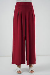 Geniş Paça Pileli Pantolon 6718 - Kırmızı