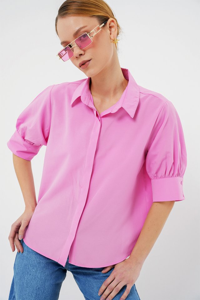 Kısa Kol Gömlek 20312 - Pembe