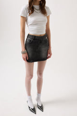Asimetrik Kemer Denim Mini Etek