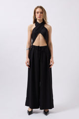 Düşük Bel Oversize Keten Pantolon