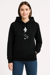 Nihilist Penguen Temalı Oversize Kapüşonlu Sweatshirt - Siyah