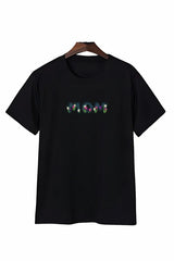 Anneler Günü Mom Çiçek Temalı Baskılı Oversize Bisiklet Yaka T-shirt - Siyah