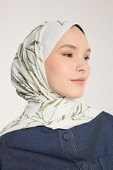 Pure Tone Şal - Yaprak Desen - Fildişi - Yeşil