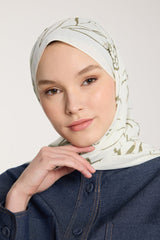 Pure Tone Şal - Yaprak Desen - Fildişi - Yeşil